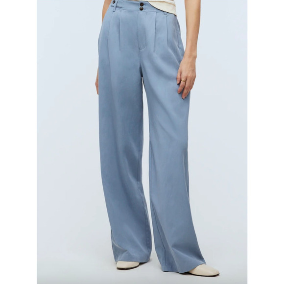 Madewell Pants - NWT Madewell Harlow Wide-Leg Pant Size 4P Blue Linen Blend Work Office Sailor